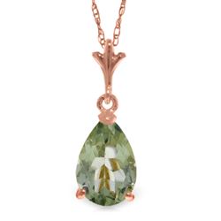 ALARRI 1.5 CTW 14K Solid Rose Gold Peart Green Amethyst Necklace