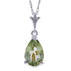 ALARRI 1.5 CTW 14K Solid White Gold Petale Green Amethyst Necklace