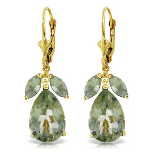 ALARRI 13 Carat 14K Solid Gold Ripe Pear Green Amethyst Earrings