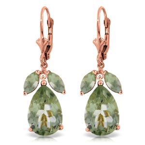 ALARRI 13 Carat 14K Solid Rose Gold Belle Green Amethyst Earrings