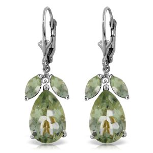 ALARRI 13 Carat 14K Solid White Gold Sanctimonious Green Amethyst Earrings