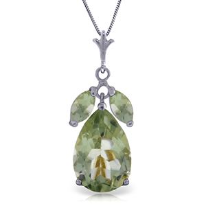 ALARRI 6.5 Carat 14K Solid White Gold Fastidious Green Amethyst Necklace