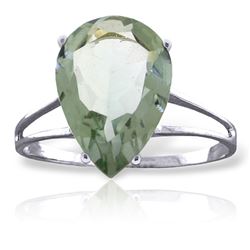 ALARRI 5 Carat 14K Solid White Gold Love Is A Verb Green Amethyst Ring