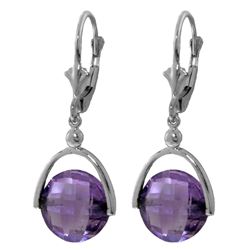 ALARRI 6.5 Carat 14K Solid White Gold Leverback Earrings Checkerboard Cut Amethyst