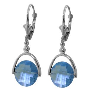 ALARRI 6.5 CTW 14K Solid White Gold Leverback Earrings Checkerboard Cut Blue Topaz