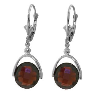 ALARRI 8.4 Carat 14K Solid White Gold Leverback Earrings Checkerboard Cut Garnet