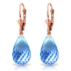 ALARRI 28 Carat 14K Solid Rose Gold Blue Topaz Briolette Swing Earrings