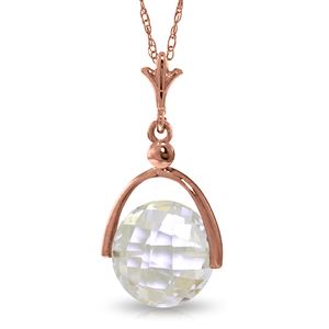 ALARRI 14K Solid Rose Gold Necklace w/ Checkerboard Cut Rose Topaz