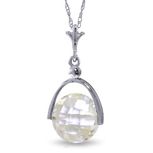 ALARRI 3.65 Carat 14K Solid White Gold Necklace Checkerboard Cut White Topaz