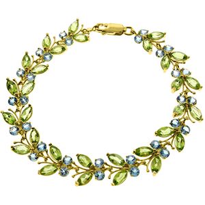 ALARRI 16.5 Carat 14K Solid Gold Butterfly Bracelet Peridot Blue Topaz