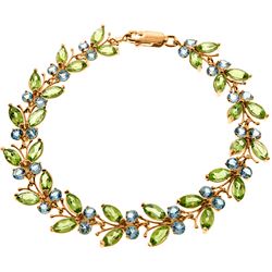 ALARRI 14K Solid Rose Gold Butterfly Bracelet w/ Peridot & Blue Topaz