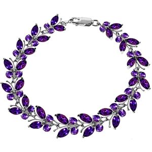 ALARRI 16.5 Carat 14K Solid White Gold Butterfly Bracelet Amethyst