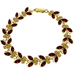 ALARRI 16.5 Carat 14K Solid Gold Butterfly Bracelet Garnet Citrine