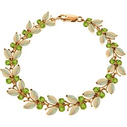 ALARRI 14K Solid Rose Gold Butterfly Bracelet w/ Opal & Peridot