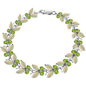 ALARRI 12 CTW 14K Solid White Gold Butterfly Bracelet Opal Peridot