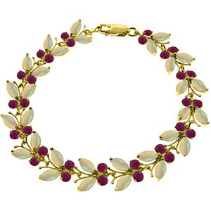 ALARRI 12 Carat 14K Solid Gold Butterfly Bracelet Opal Ruby