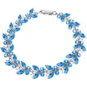 ALARRI 16.5 Carat 14K Solid White Gold Butterfly Bracelet Blue Topaz