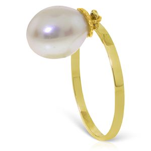 ALARRI 4 Carat 14K Solid Gold Ring Dangling Natural Pearl