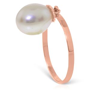 ALARRI 4 Carat 14K Solid Rose Gold Ring Dangling Natural Pearl