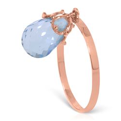 ALARRI 3 Carat 14K Solid Rose Gold Ring Dangling Briolette Blue Topaz
