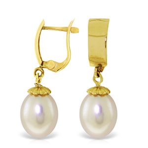 ALARRI 8 CTW 14K Solid Gold Leverback Earrings Drop Pearl