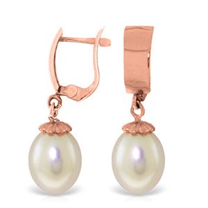 ALARRI 8 Carat 14K Solid Rose Gold Leverback Earrings Drop Pearl