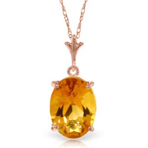 ALARRI 3.12 Carat 14K Solid Rose Gold Solo Oval Citrine Necklace