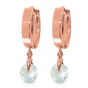 ALARRI 1.3 Carat 14K Solid Rose Gold Hoop Earrings Natural Aquamarine