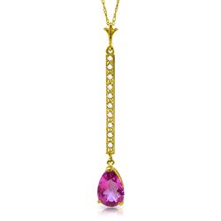 ALARRI 1.8 Carat 14K Solid Gold Necklace Diamond Pink Topaz