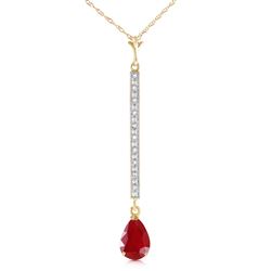 ALARRI 1.8 Carat 14K Solid Gold Necklace Diamond Ruby