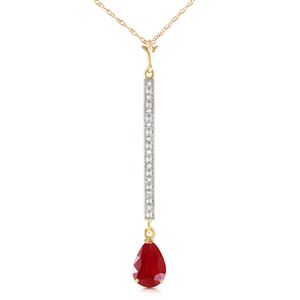 ALARRI 1.8 Carat 14K Solid Gold Necklace Diamond Ruby