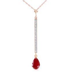 ALARRI 14K Solid Rose Gold Necklace w/ Diamonds & Ruby