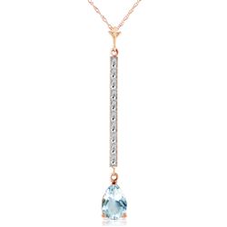 ALARRI 14K Solid Rose Gold Necklace w/ Diamonds & Aquamarine