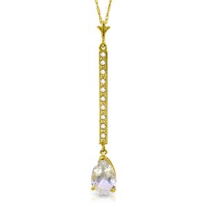 ALARRI 1.8 Carat 14K Solid Gold Necklace Diamond White Topaz
