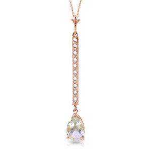 ALARRI 14K Solid Rose Gold Necklace w/ Diamonds & Rose Topaz