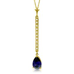 ALARRI 1.8 Carat 14K Solid Gold Necklace Diamond Sapphire