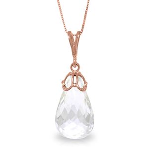 ALARRI 7 Carat 14K Solid Rose Gold Necklace Briolette White Topaz