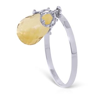 ALARRI 3 CTW 14K Solid White Gold Ring Dangling Briolette Citrine