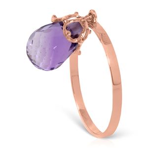 ALARRI 3 CTW 14K Solid Rose Gold Ring Dangling Briolette Purple Amethyst