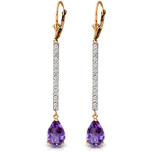 ALARRI 14K Solid Rose Gold Earrings w/ Diamonds & Amethyst