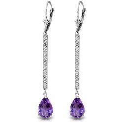 ALARRI 3.6 Carat 14K Solid White Gold Earrings Diamond Amethyst