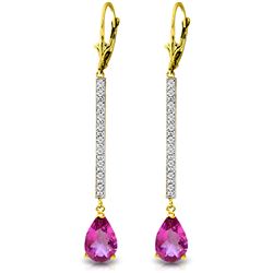 ALARRI 3.6 CTW 14K Solid Gold Earrings Diamond Pink Topaz