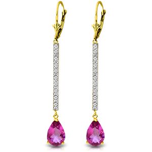 ALARRI 3.6 CTW 14K Solid Gold Earrings Diamond Pink Topaz