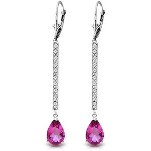 ALARRI 3.6 CTW 14K Solid White Gold Earrings Diamond Pink Topaz