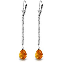 ALARRI 3.6 Carat 14K Solid White Gold Earrings Diamond Citrine