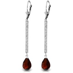 ALARRI 14K Solid White Gold Earrings w/ Diamonds & Garnets