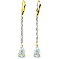 ALARRI 3.6 CTW 14K Solid Gold Earrings Diamond Aquamarine