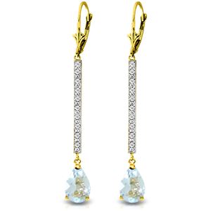 ALARRI 3.6 CTW 14K Solid Gold Earrings Diamond Aquamarine