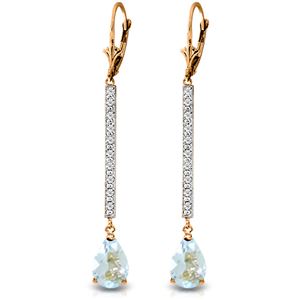 ALARRI 14K Solid Rose Gold Earrings w/ Diamonds & Aquamarines