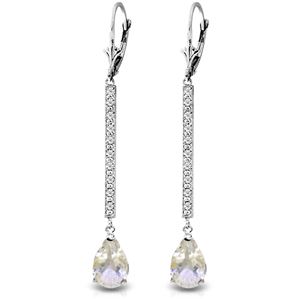 ALARRI 14K Solid White Gold Earrings w/ Diamonds & White Topaz